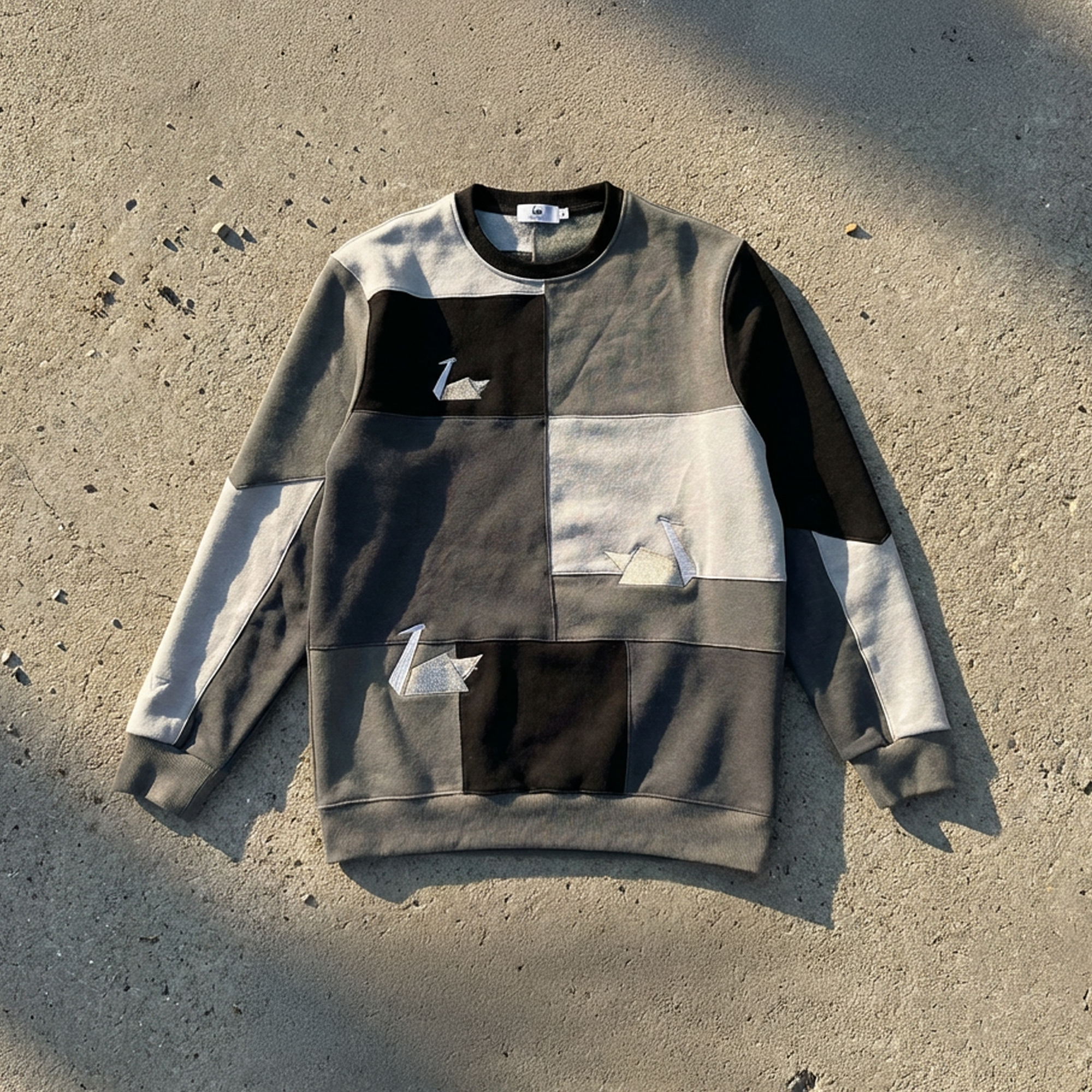 Beckline Monochrome Patchwork Crewneck